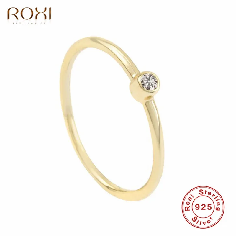 ROXI натуральная кольца из стерлингового серебра 925 для женщин круглые циркониевые хрустальные кольца украшения для пальцев тонкие изящные свадебные кольца Anillos