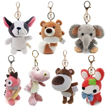 Милый мультяшный мягкий плюшевый брелок-игрушка бульдог, тигр, медведь, слон, динозавр, олень, кролика, енота, пушистая Акула, милый плюшевый подарок
