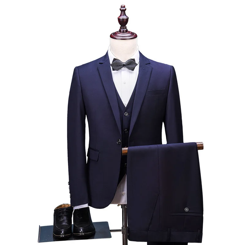 

Three-piece Men's Suit 2020 New Fashion Men's Boutique Suits Groom Slim Suit Blazer Business Party