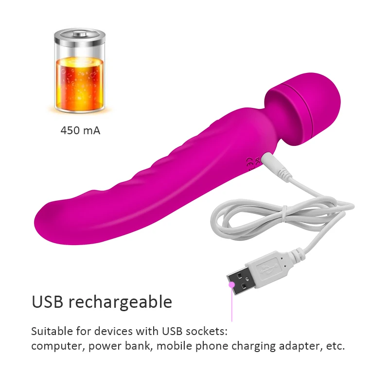 gelugee Soft Powerful Vibration Silicone AV Magic Wand Dildo Vibrator Sex Toys for Women G spot Clits Massage Female Mastrubator 3