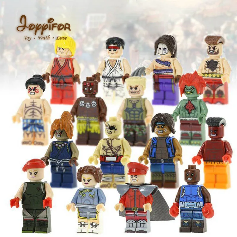 

16PCS/Sets Streets Fightering Ryu Ken Chun Li King of Fightersing Mini Action Figures Building Blocks Bricks Toys for Children