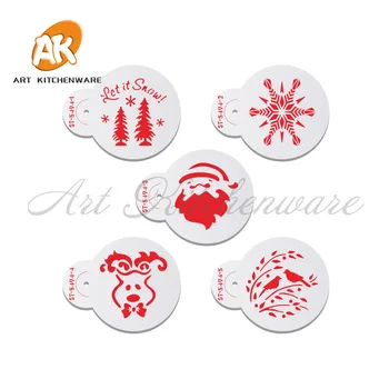 

5pcs/set Christmas Cookie Stencil Cake Mold Plastic Stencil Template Cupcake Baking Tools for Fondant Cookie Tools