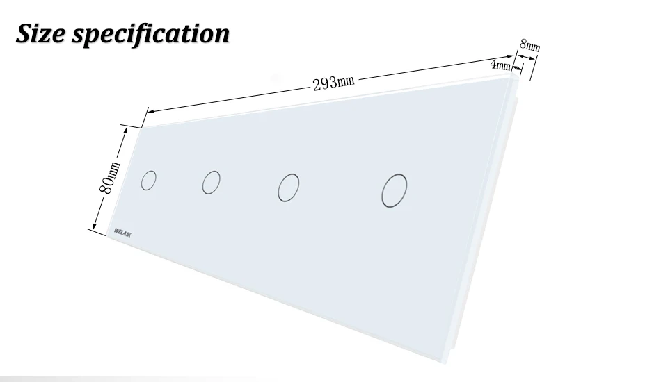 interruptor de toque parede cristal branco temperado