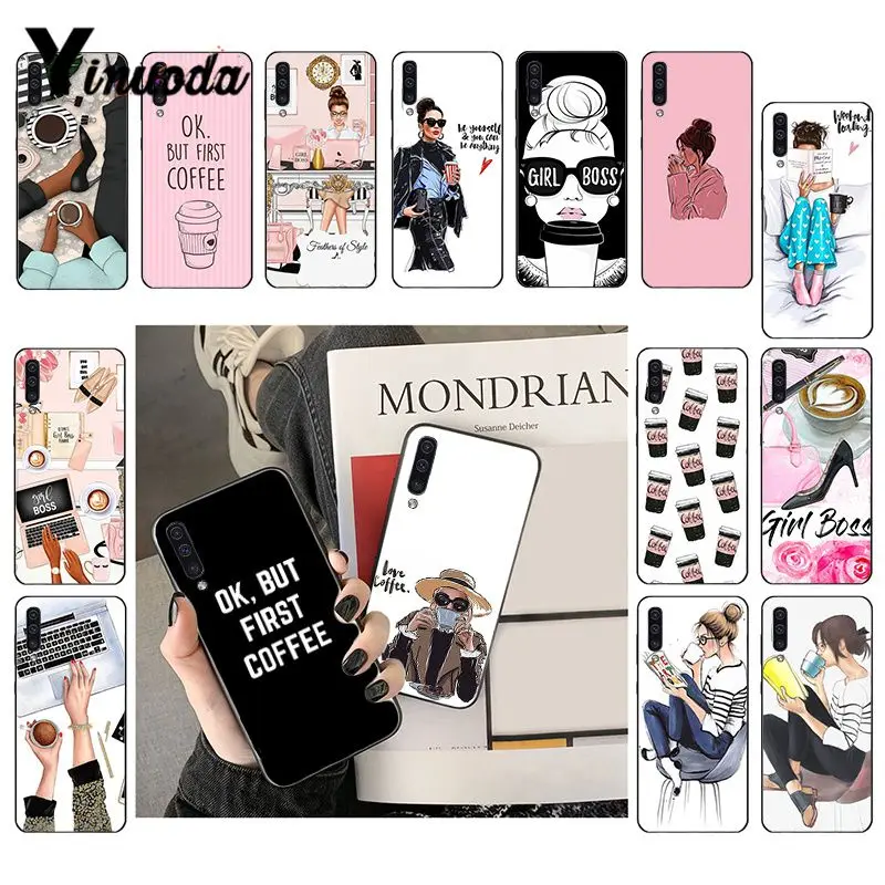 Чехол для телефона Yinuoda OK but First Coffee Girl Boss Samsung Galaxy A7 A50 A70 A40 A20 A30 A8 A6 Plus A9 2018 |