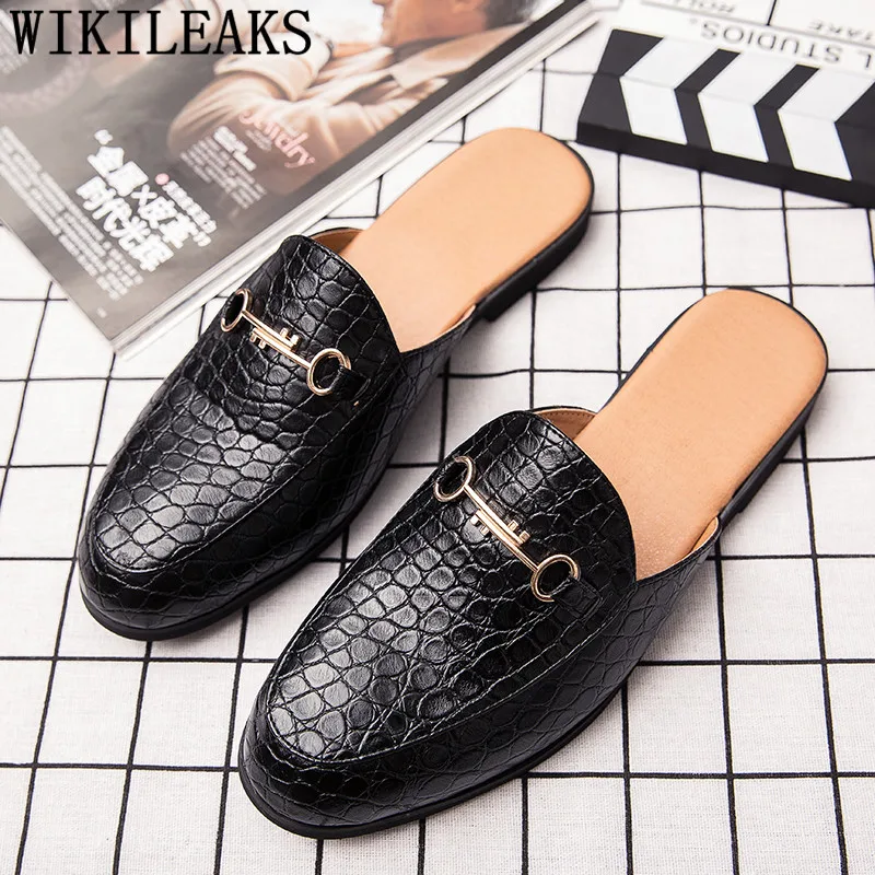 black loafer slides