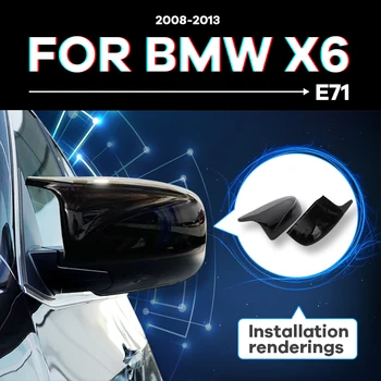 

car Painted High quality M style Glossy Black Replacement Rearview Mirror cover Caps For BMW x6 E71 2008-2013