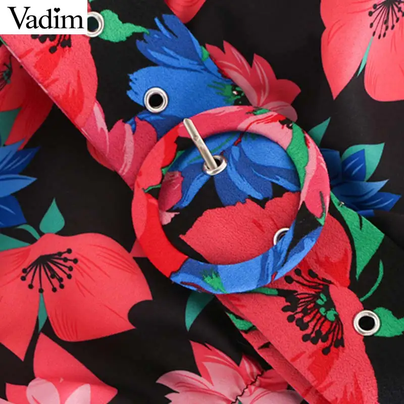 Vadim женское стильное платье с v-образным вырезом и цветочным принтом, дизайн с молнией сзади, женские стильные шикарные платья до колена, vestido QC639