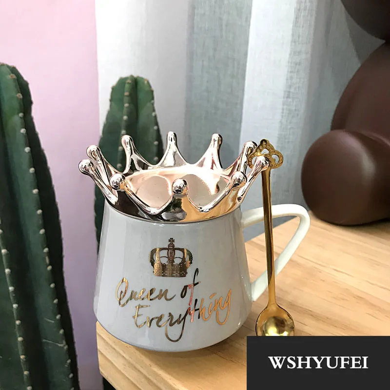 Новая розовая белая чашка с короной в скандинавском стиле INS чашка с ложкой кофейная чашка креативная керамическая чашка для завтрака буйвола и чашка подарок для девочки