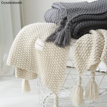 

Nordic Throw Blanket Tassel Sofa Travel Blanket Beige Gray Coffee Blankets Skin Friendly Blankets for Children Wrap Blanket
