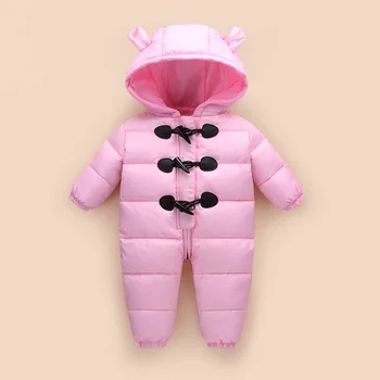 

Winter Infants and Children Down Jacket Jumpsuits Men and Women Baby Thickened Hooded Children Can Open Crotch Crawl Clothes