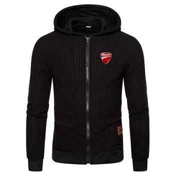 

2020 New Style Classic Zipper England Style Mens Casual Solid Color Comfortable Hoodies Ducati LOGO Wild Warm Tops Fast delivery