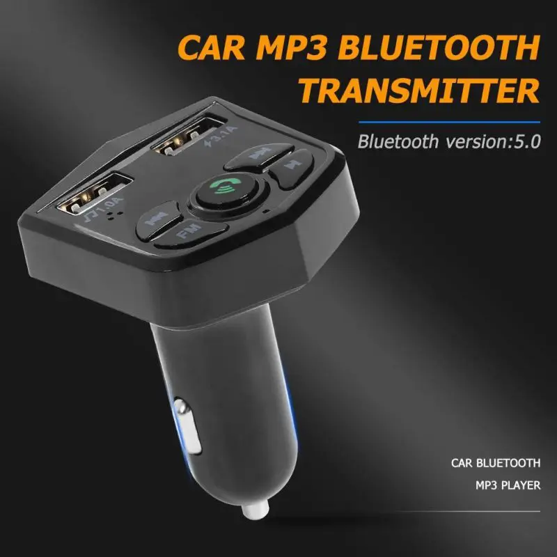 Автомобильная Беспроводная гарнитура Bluetooth 5,0 напряжение Цифровой дисплей Авто fm-передатчик Hands-free Dual 2 USB зарядное устройство для телефона MP3-плеер