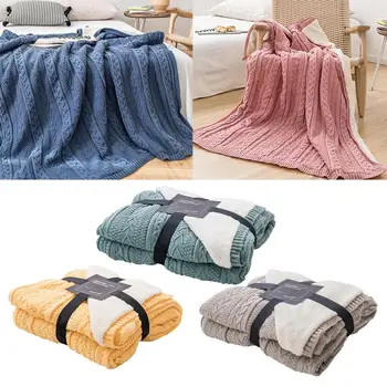 

Wool-lined twisted wool blanket spring autumn blanket comfortable woven cotton weight hotel throw blanket suitable for all sea