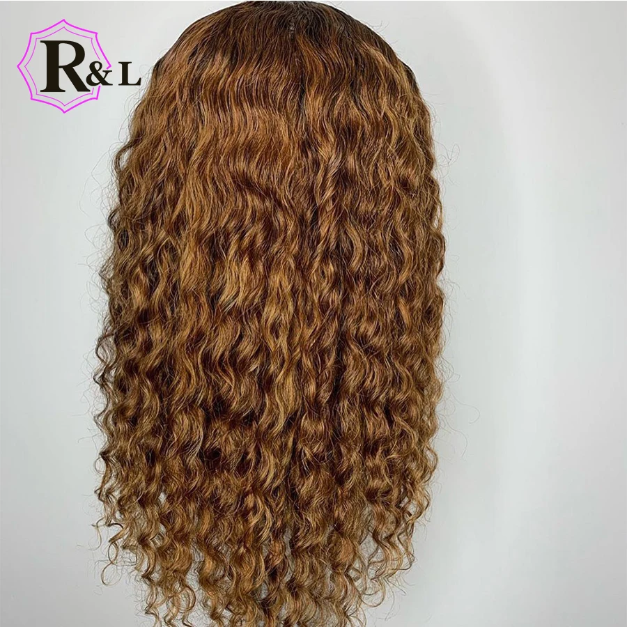 RULINDA 13*6 Ombre Blonde Lace Front Human Hair Wigs With Baby Hair Curly Brazilian Non-Remy Hair Wigs 130% Density Medium ratio