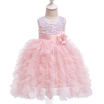 

Christmas Clothes Girl Elegant Lace Princess Dress Kids Birthday Party Costume Beautiful Flower Sequin Clothing Girl Cake Dress