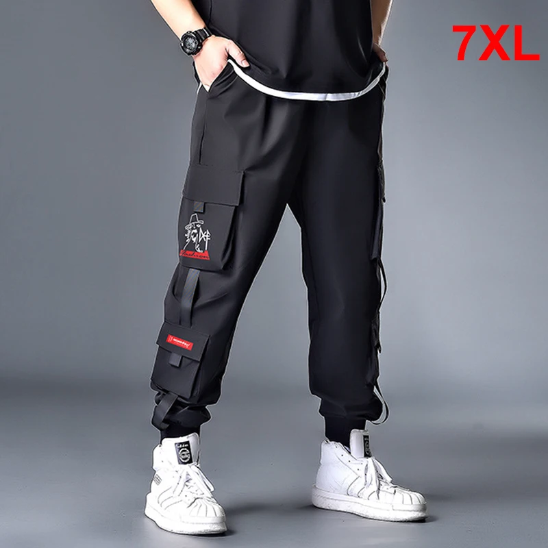 

Men Jogger Streetwear Casual Cargo Pant Oversize Sweatpants Pocket Elastic Waist Trousers Plus Size 6XL 7XL HX409