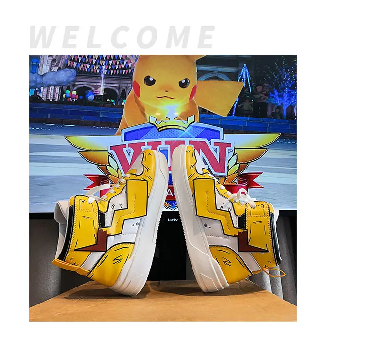 Мужская обувь PIKACHU; кроссовки; сезон осень-зима; классические высокие мужские вулканизированные ботинки из искусственной кожи; повседневные мужские ботинки