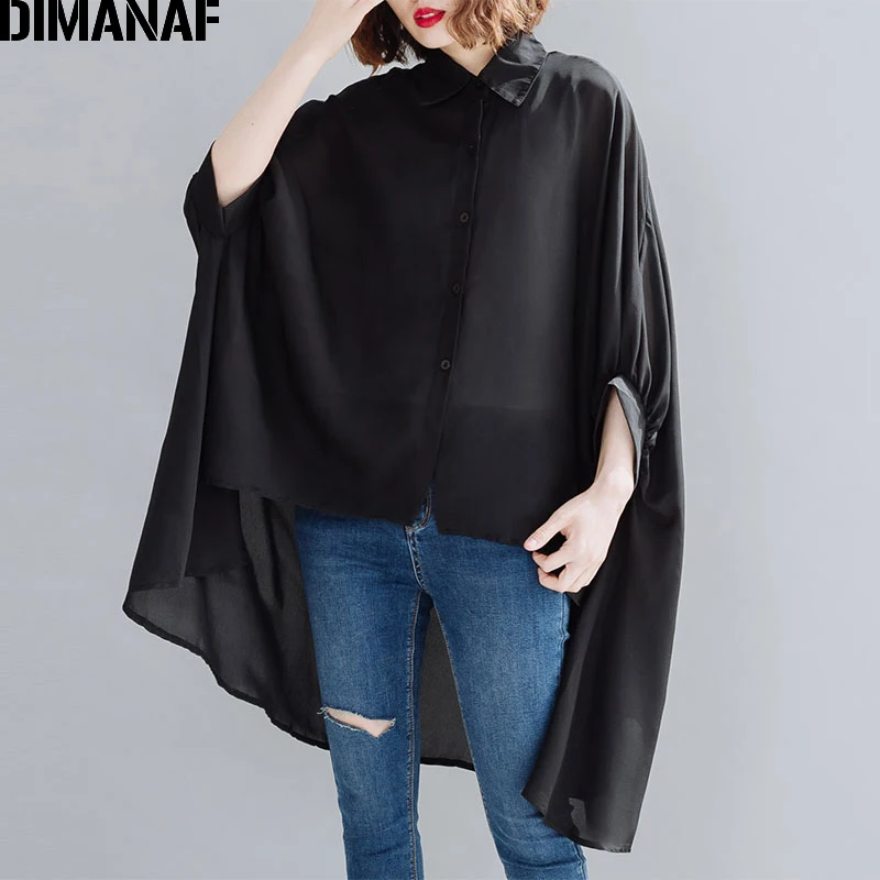 

DIMANAF Plus Size Women Blouse Shirts Summer Lady Tops Tunic Solid Loose Casual Batwing Female Clothes 5XL 6XL 2020 New Oversize