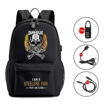 

Luminous School Students Backpack for Teenagers Boys Girl Steelers Fan School Bag USB Charger Big Capacity Waterproof Mochila