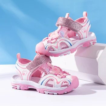 

New Soft Sport Shoes Girls Beach&Outdoor Sandals With Hook & Loop Kids Sneakers Closed Toe Children Shoes Anti-skid 26#-37#