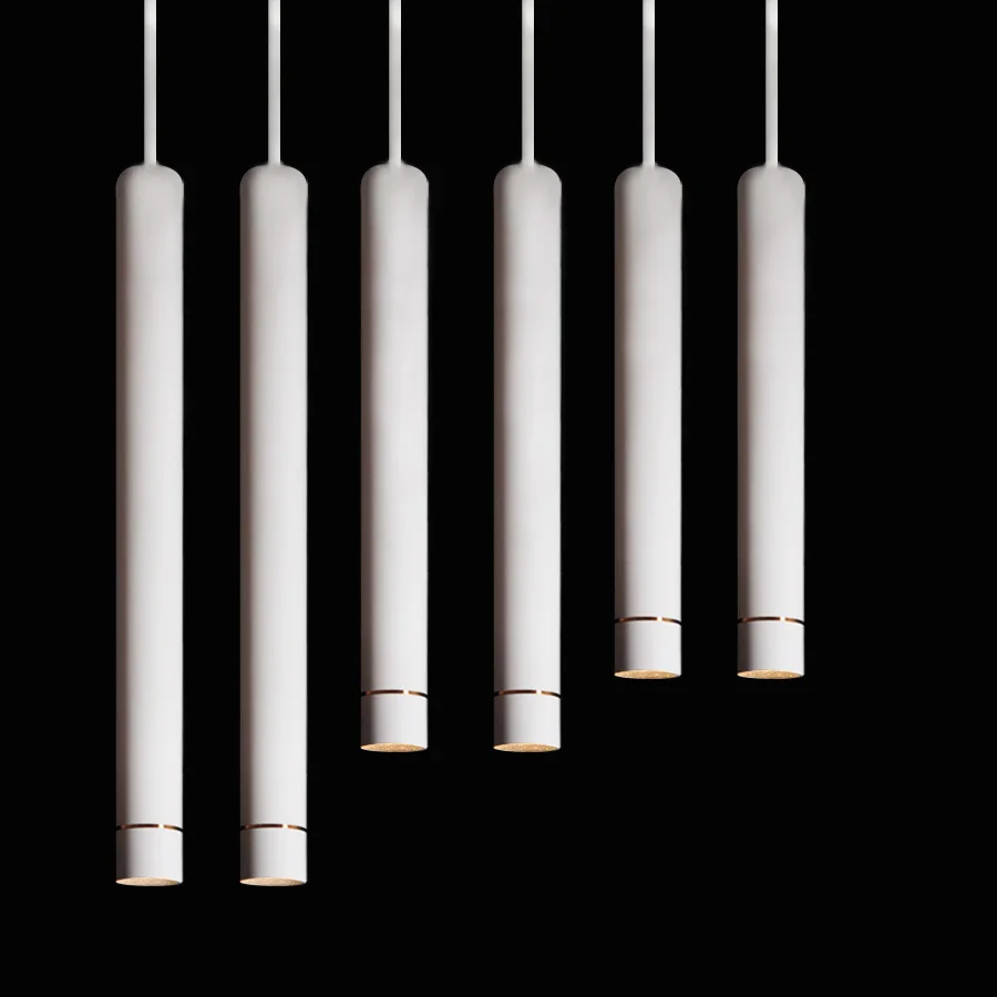Современный светодиодный подвесной светильник с длинной трубкой, светильник для кухни, столовой, магазина, украшения для бара, подвесной светильник с цилиндрической трубкой, лампа для кухни - Цвет корпуса: white