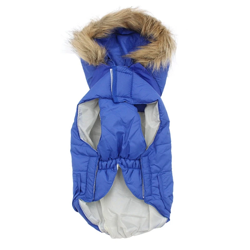 Winter Pet Dog Clothes Puppy Down Jacket For Pug Chihuahua French Bulldog Hooded Fur Collar Coats Dogs Pets Fluffy Clothing - Цвет: L