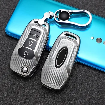 

1pcs 3-Buttons Carbon Fiber Style TPU Car key Cover For Ford FOCUS 3 F150 Escort Kuga Mondeo Everest Fiesta Mustang Folding Key