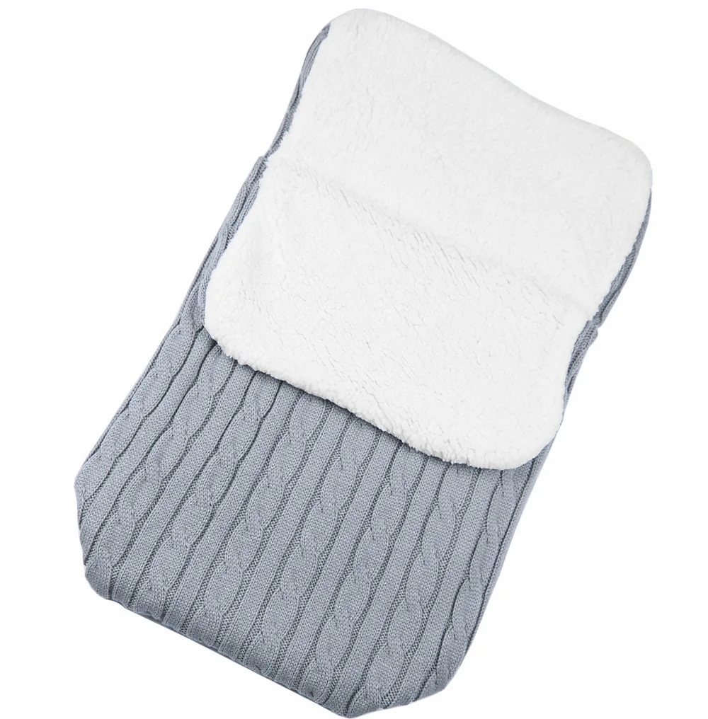 Детские одеяла для постельных принадлежностей, коляска для новорожденных, муслиновая Пеленка, шерстяной спальный мешок для младенцев, уплотненный конверт для пеленания - Цвет: Light gray
