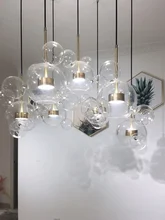 Lamp.led-Light Iron-Glass Bubbles Golden-Chandelier Postmodern Dinning-Room for Foyer