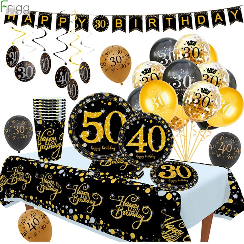 

30th 40th 50th 60th Happy Birthday Party Decoration Balloon Birthday Banner Dispoable Tableware Birthday Party Supplies Adult