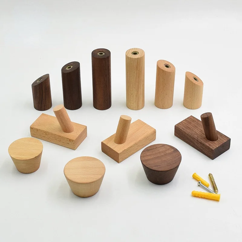 Creative Beech Walnut Wood Hook Wall Wall Mounted Coat  Entrance Clothes Hat Skirt Taper Punch Home Hotel Decoration Robe Hanger 2