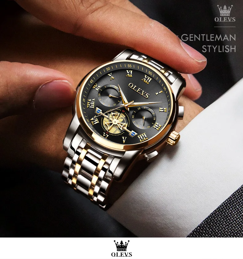 OLEVS Tourbillon Style Chronograph Men Watches 2021 Luxury Brand Sport Watch for Men Popular Hot Fashion Quartz Wristwatches