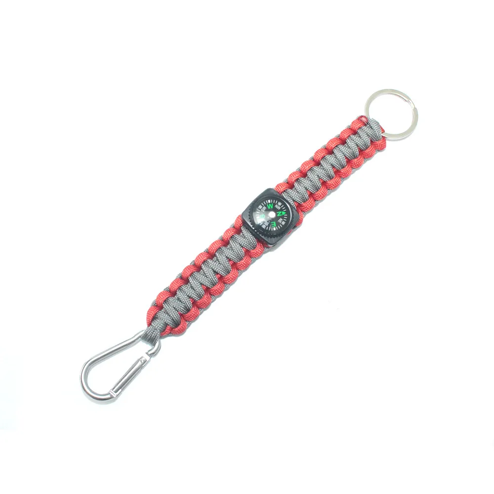 

Compass Sports Carabiner Red Key Chain Outdoor Camping Equipment Seven-Core Parachute Cord Survival Keychain Accessory