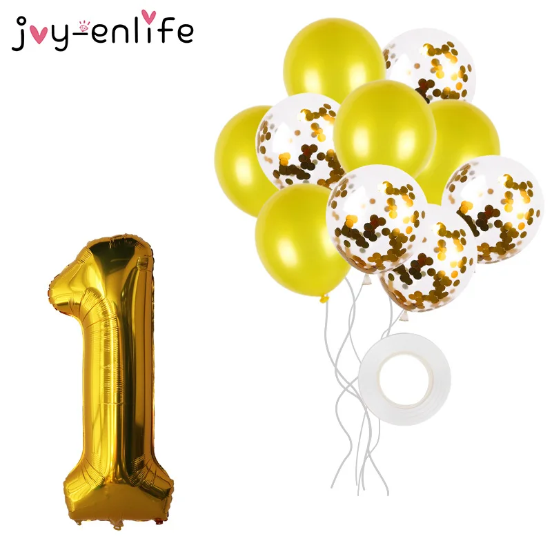 

12pcs Birthday Party 32inch Rose Gold Number Balloons Decoration Age Number Ballons Foil Latex Helium Digital Baloon Baby Shower