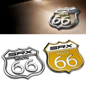 

3D Car Emblem Badge Sticker Decal Metal Route 66 Logo For Cadillac US SRX Ford Car Sticker Styling America Auto Body Rear Badege