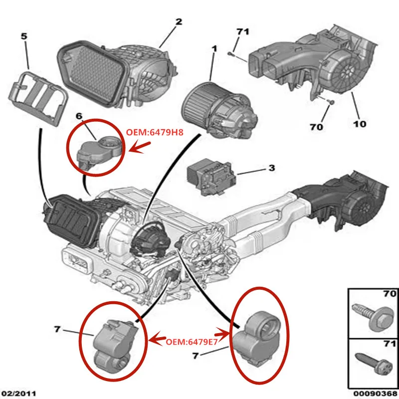 Suitable for Peugeot 308 408 508 RCZ Citroen C5 Stepper Motor Air Conditioner Reduction Gear 6479H8 6479E7 Speed control motor