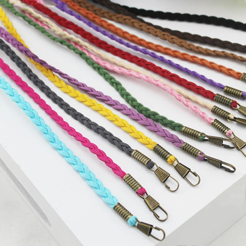 

Candy Color Woven Bag Chain Strap Replacement for Purse Handbag Shoulder Bag Strap Handle Multicolor Velvet Rope Bag Accessories