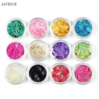 

12 Bottle Colorful Shell Broken Sugar Paper Flashing Decor Filling Resin Jewelry