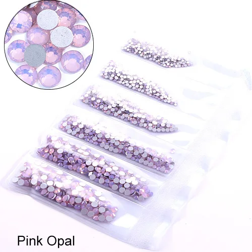 Pink Opal 1580 шт разноцветные стразы разных размеров без горячей фиксации с кристаллами AB стеклянные плоские стразы для украшения ногтей H0992 - Цвет: Pink Opal