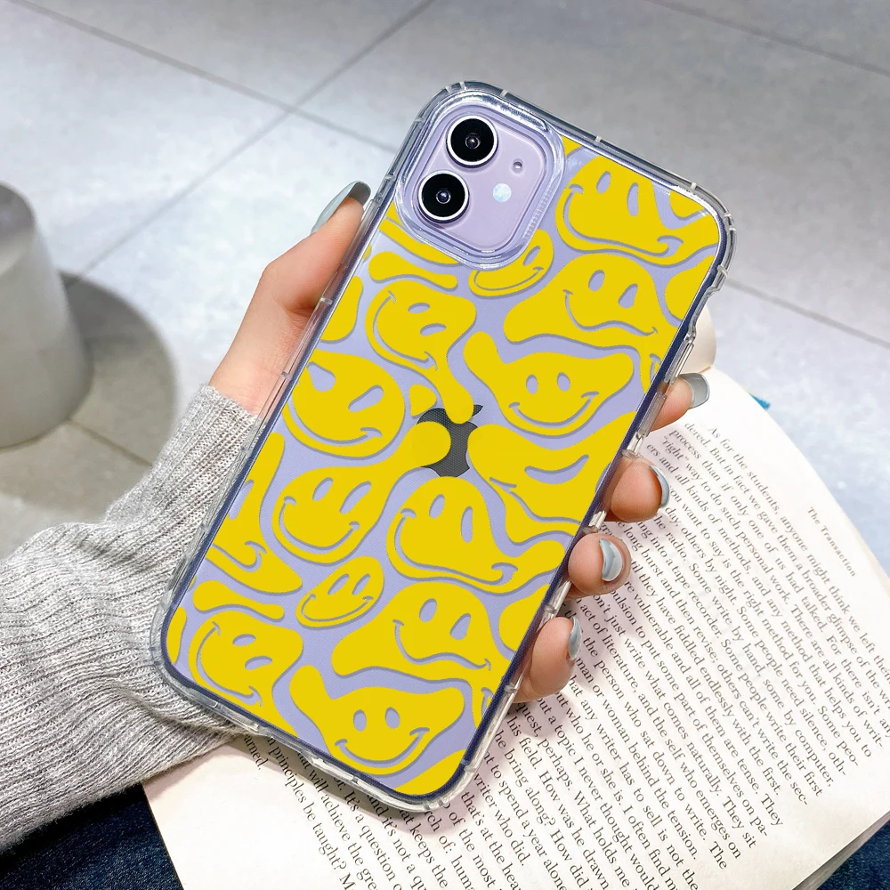 Clear Funda For Iphone 11 12 XR Case Iphone 13 Pro Max Coque Iphone11 12 13 Mini X XS 6s 7 8 Plus SE 2020 Capas Smiley TPU Cover