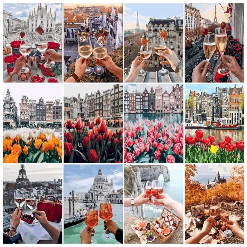 

Набор для рисования по номерам на холсте, с рамкой