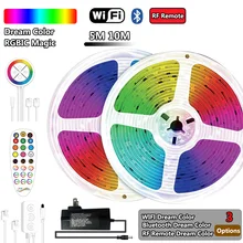 Giratório arco-íris rgb-endereçável dreamcolor perseguindo efeito 5050 luzes de tira led wifi bluetooth rf remoto magia fantasia cor