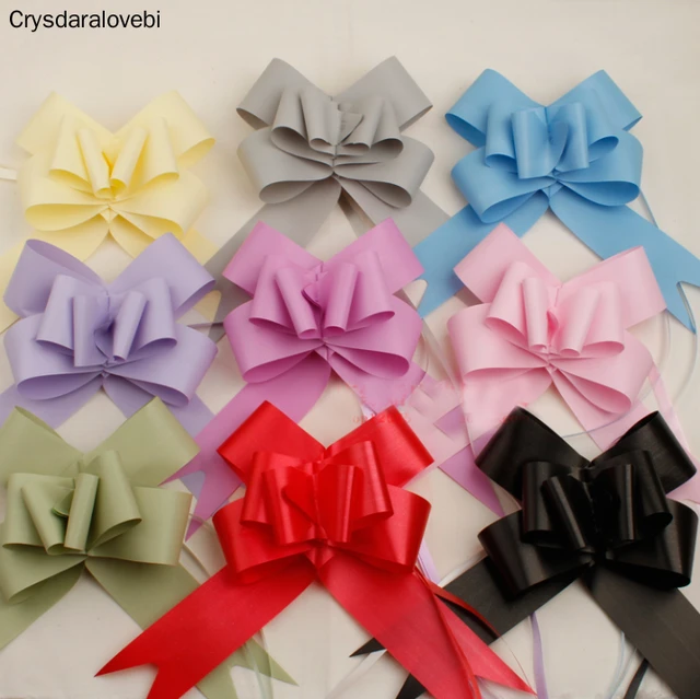 50pcs Beautiful Luster solid Color 18mm Pull Bow ribbon for gift Flower  bowknot Gift Packing Party Wedding Car Room Decoration