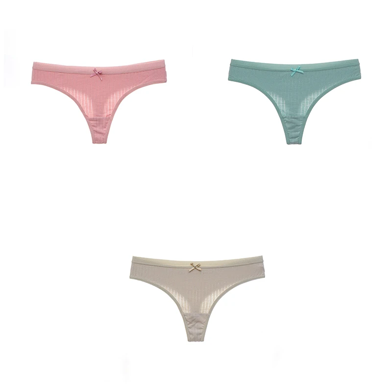 Darkpink green grey Женское нижнее белье, хлопковые трусики, женские стринги, стринги, женские Т-образные спортивные хлопковые женские трусы, 3 штуки, Aofeiqike - Цвет: Darkpink green grey