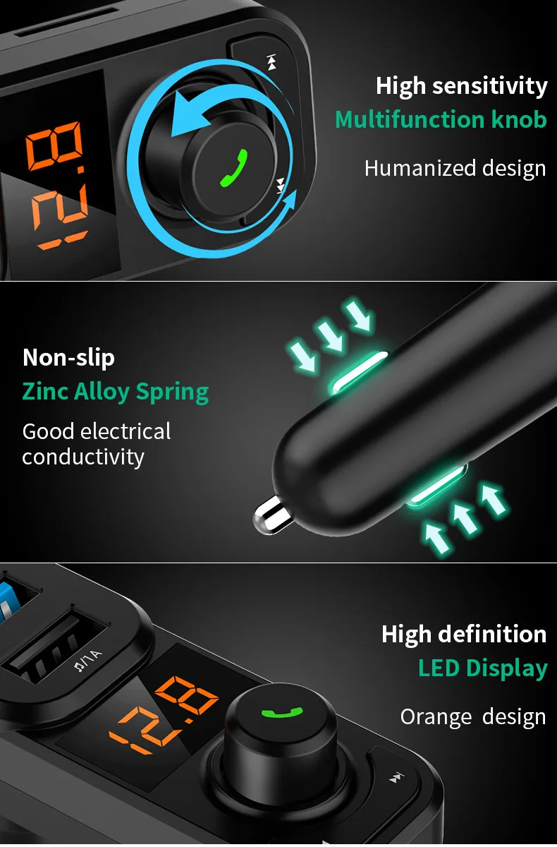 Bluetooth 4,0 Автомобильный fm-передатчик беспроводной радио адаптер USB зарядное устройство Mp3 плеер быстрое зарядное устройство Автомобильный лодочный трактор Аксессуар# Ger
