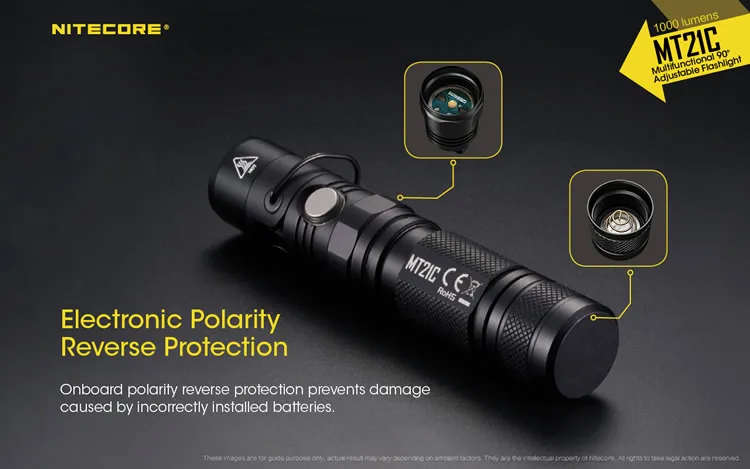 NITECORE MT21C многофункциональный фонарик комплект CREE XP-L HD V6 max 1000 люмен 90 градусов регулируемый фонарь дальность луча 184 м