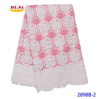 

French Lace Trim Baby Pink and White Lace Fabric Guipure Lace Fabric With Stones Silk Milk African Cotton Lace Fabric NA2898B-1