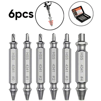 

6PK Broken Bolt Damage Screw Remover Extractors Drill Bit Easy Out Stud Reverses