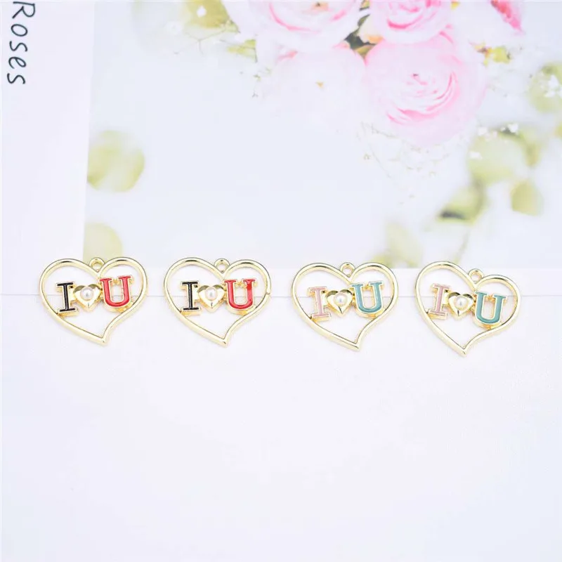 I LOVE YOU эмалированные подвески в виде сердца золотой тон подвеска капли масла