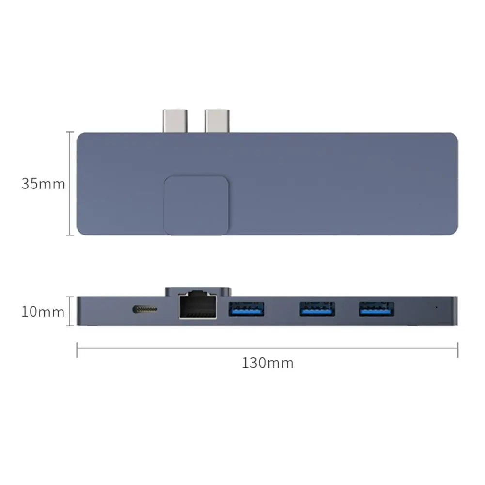 USB C концентратор адаптер док-станция с гигабитным Ethernet 4K двойной тип-c концентратор для хлопать 3 порта USB 3,0 SD Micro Card Reader